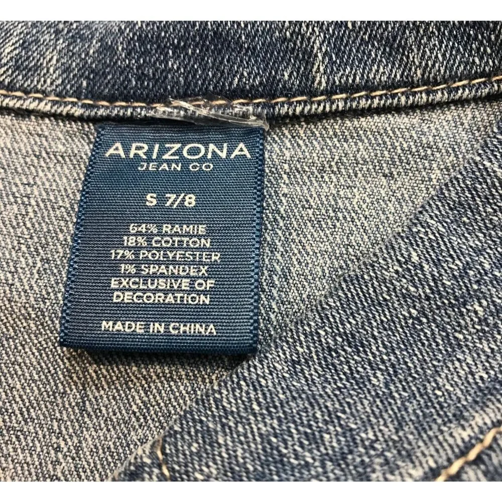 Arizona Jean jacket girls small Denim long‎ sleeve Jack embroidery floral child